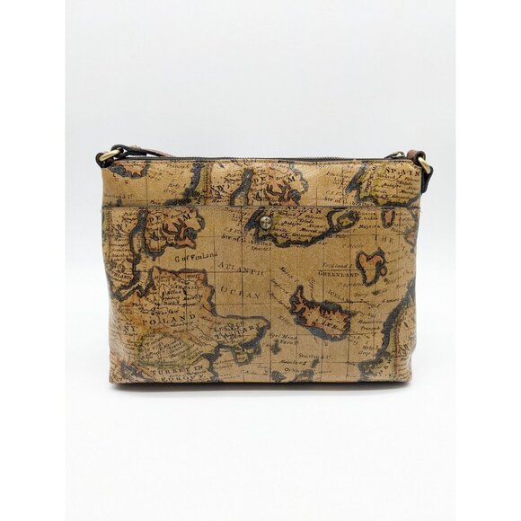 PATRICIA NASH Kirby leather front pocket vintage LG crossbody -European Map - Picture 5 of 9